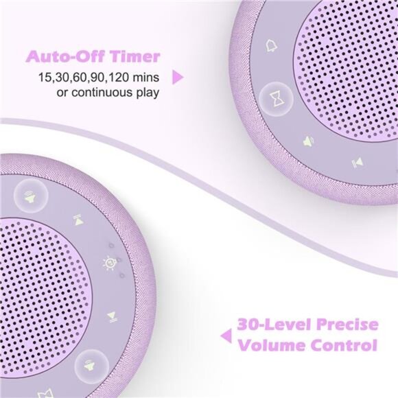 Sound Machine & Alarm Clock 2-in-1, 0-100% Clock Face Brightness, Bottom Colored - Picture 5 of 8